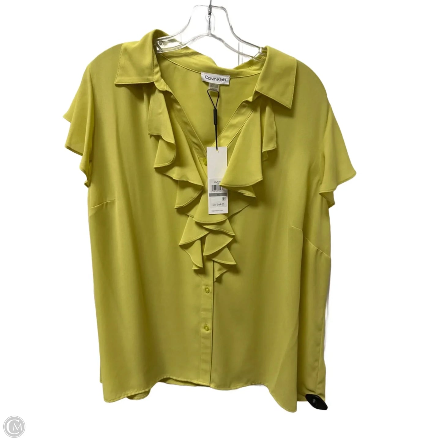 Top Short Sleeve By Calvin Klein In Yellow, Size: 1x