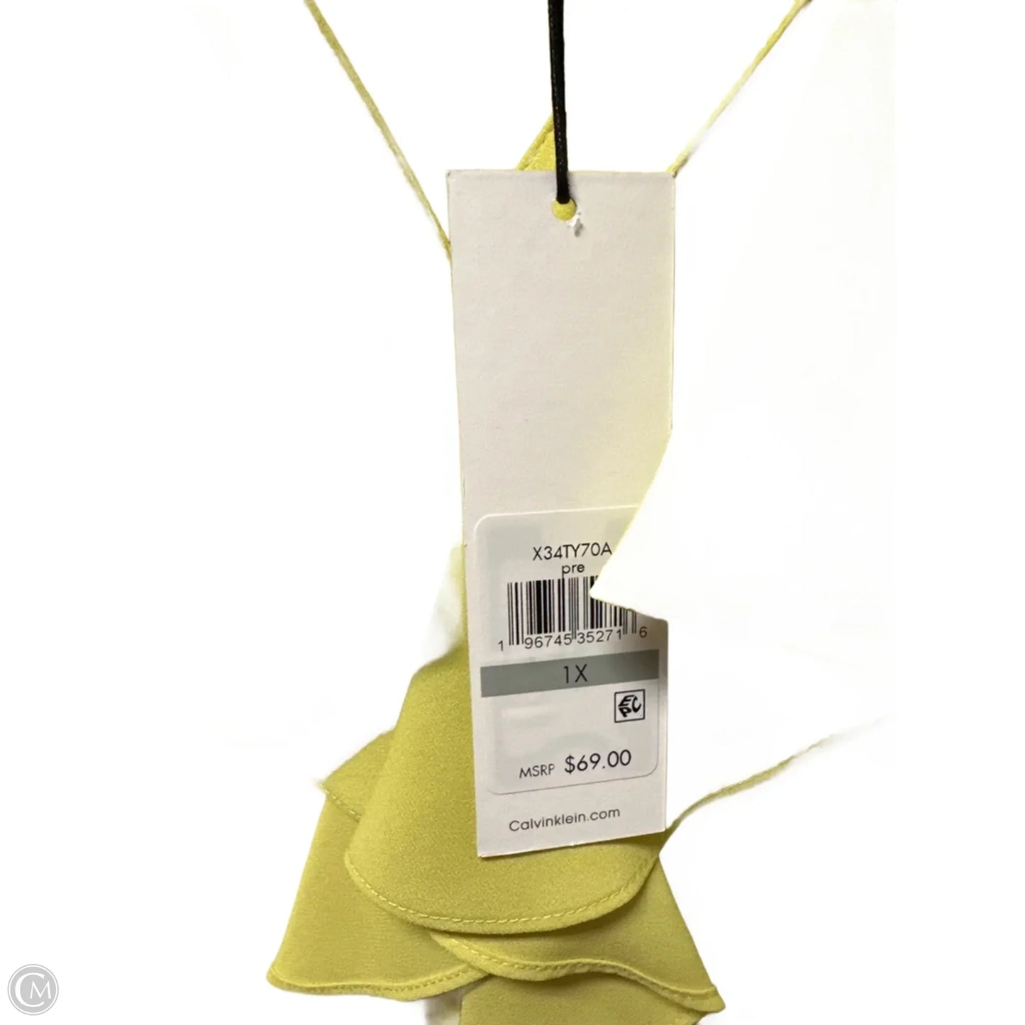 Top Short Sleeve By Calvin Klein In Yellow, Size: 1x