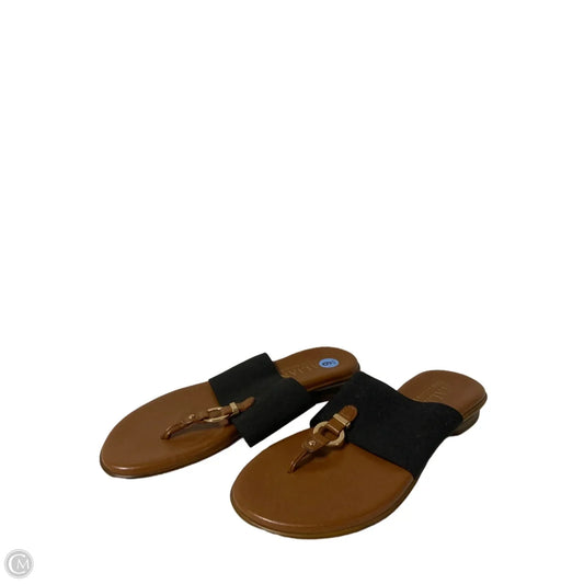 Sandals Flip Flops By Italian Shoemakers In Black, Size: 6