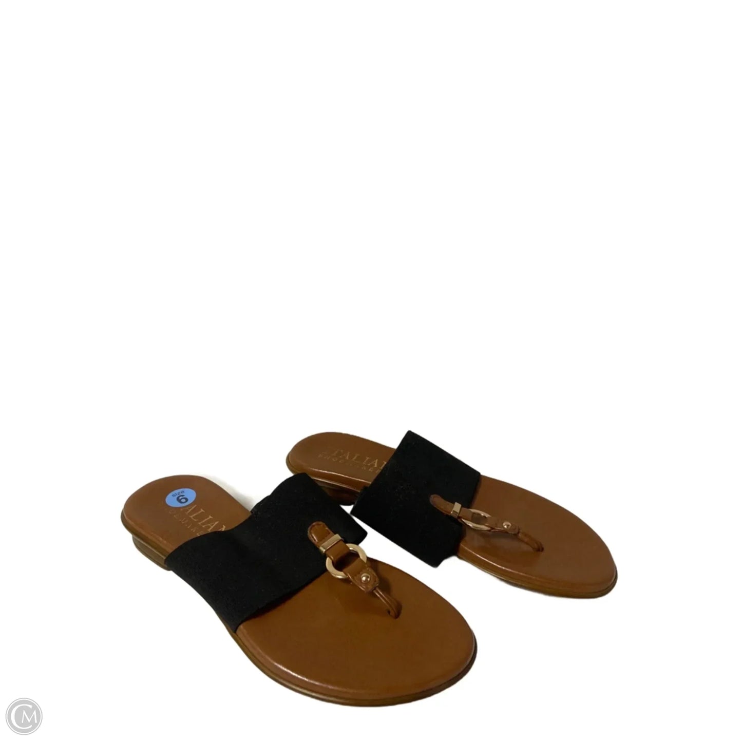 Sandals Flip Flops By Italian Shoemakers In Black, Size: 6