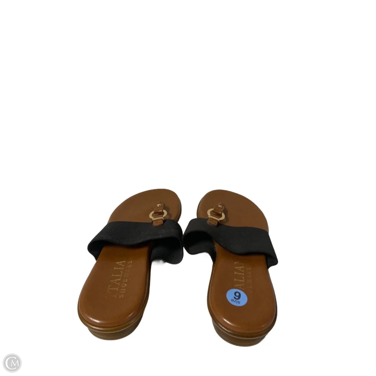 Sandals Flip Flops By Italian Shoemakers In Black, Size: 6