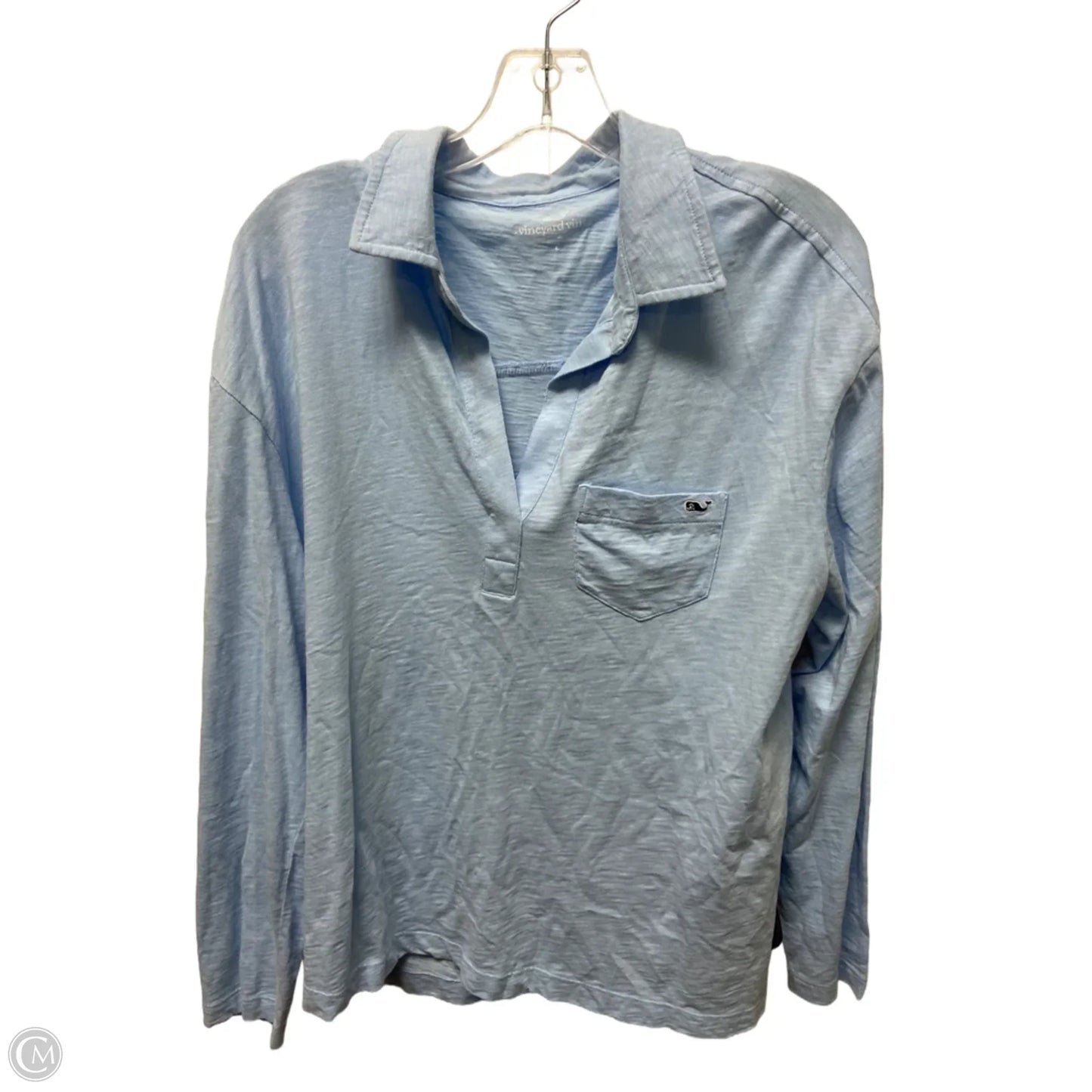 Top Long Sleeve Basic By Vineyard Vines In Blue, Size: L