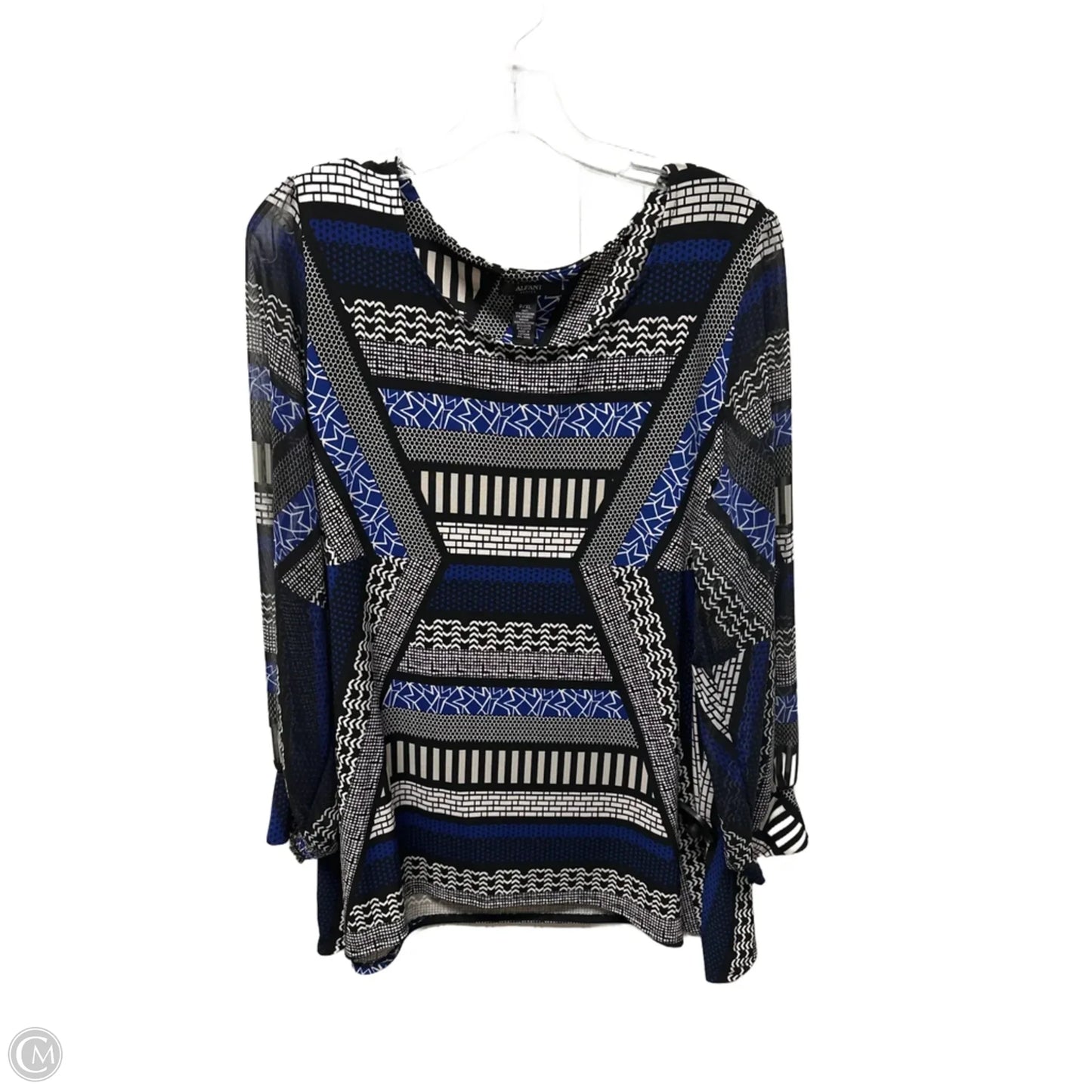 Top Long Sleeve By Alfani In Black & Blue, Size: Xlp