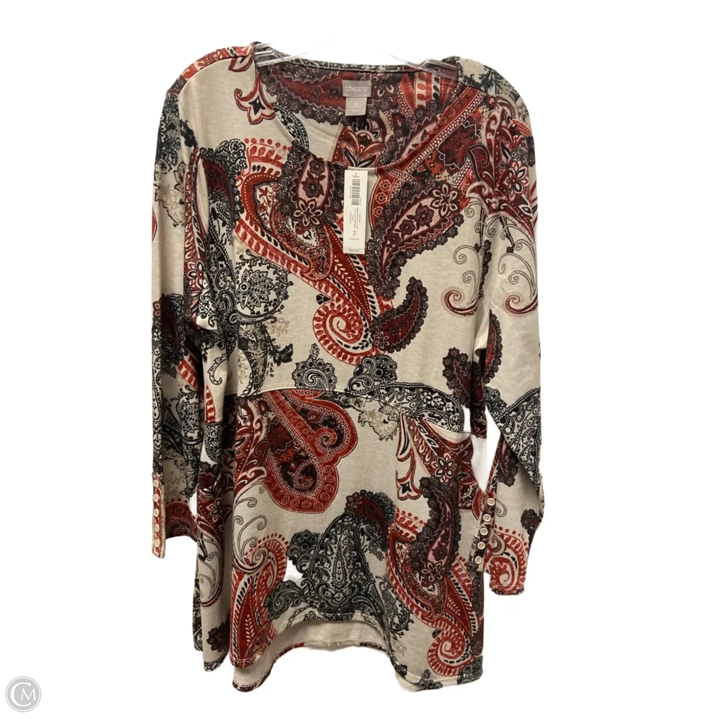 Top Long Sleeve By Chicos In Cream, Size: Xl