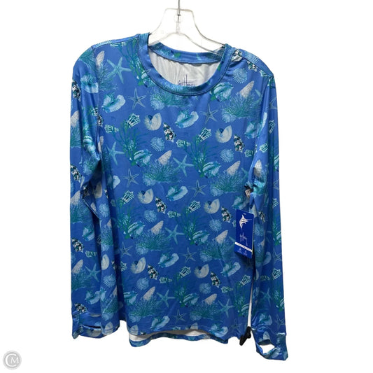 Athletic Sweatshirt Crewneck By Clothes Mentor In Blue & White, Size: M