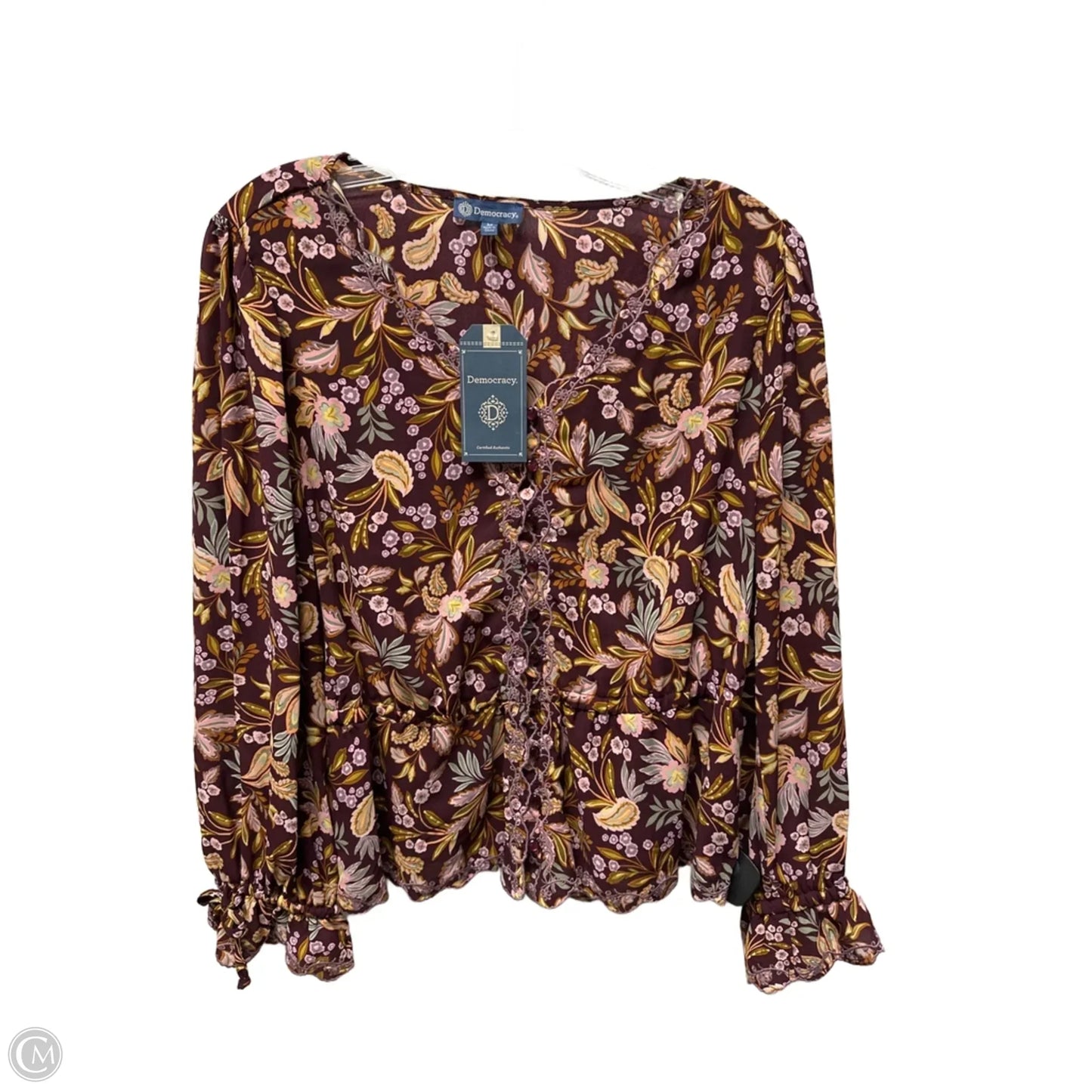 Top Long Sleeve By Democracy In Purple, Size: M
