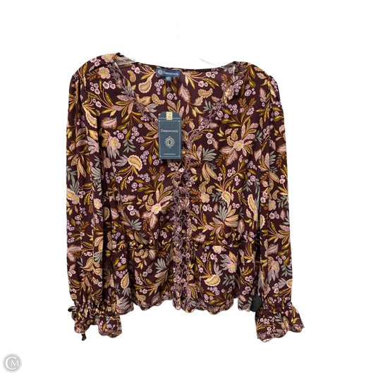 Top Long Sleeve By Democracy In Purple, Size: M