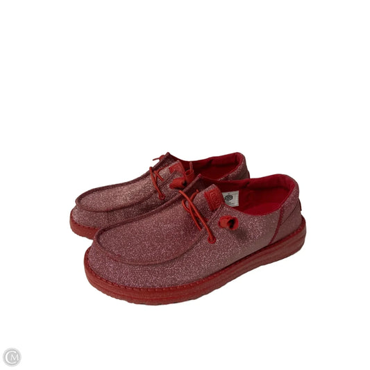 Shoes Flats By Hey Dude In Red, Size: 9