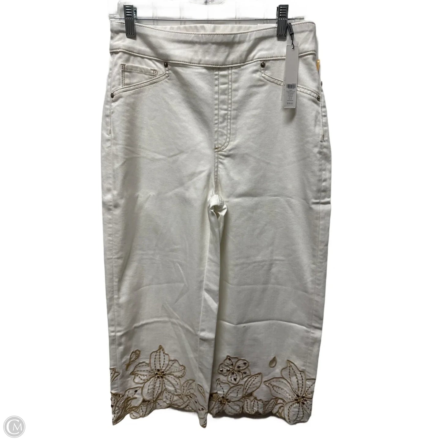 Jeans Cropped By Chicos In White Denim, Size: 6