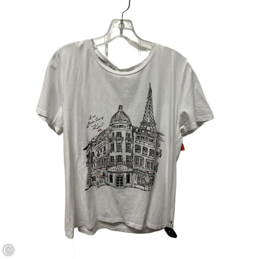Top Short Sleeve Designer By Karl Lagerfeld In White, Size: L