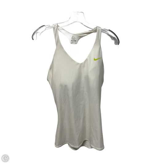 Athletic Tank Top By Nike In White & Yellow, Size: L