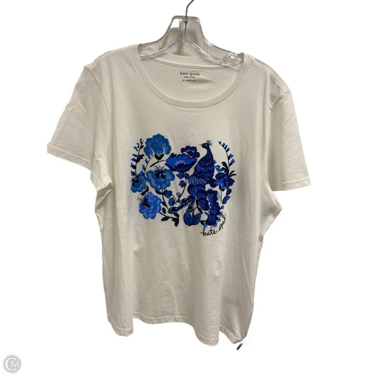 Top Short Sleeve Designer By Kate Spade In Blue & White, Size: Xl