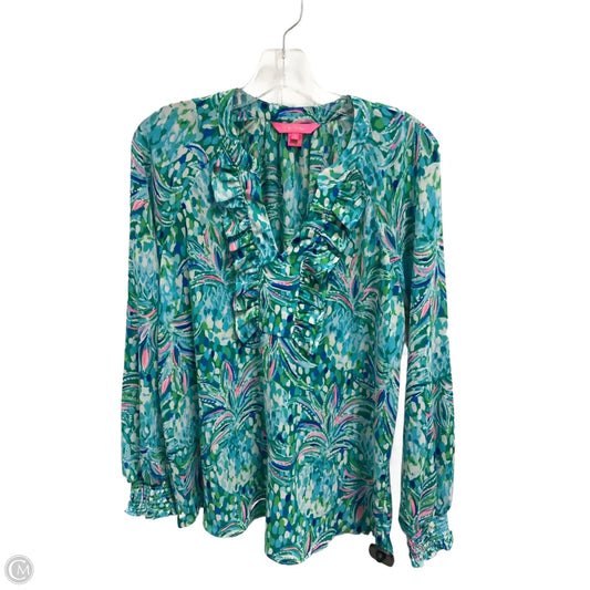 Top Long Sleeve Designer By Lilly Pulitzer In Blue & Green, Size: S