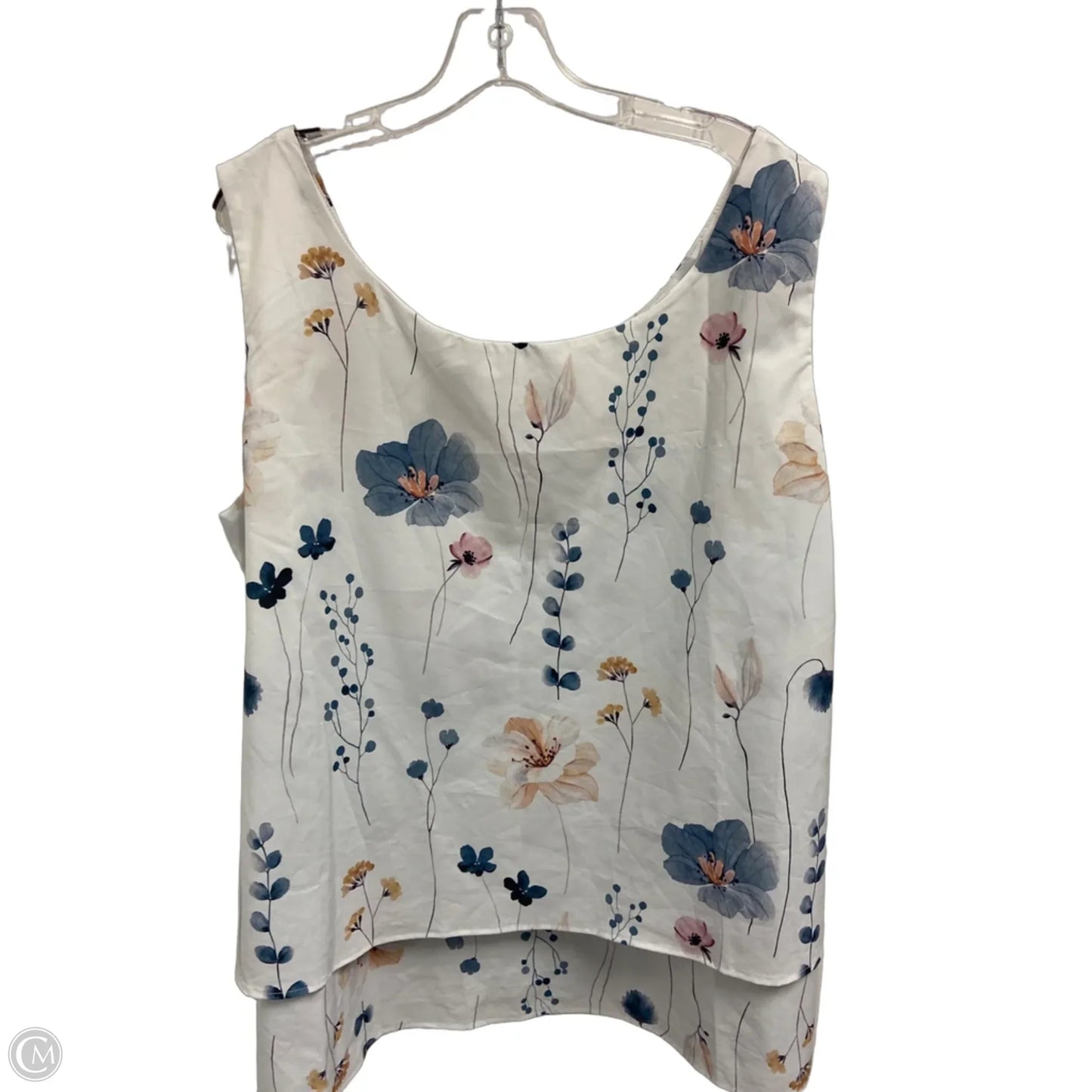 Top Sleeveless Basic By Clothes Mentor In Blue & White, Size: 3x