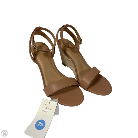 Sandals Heels Wedge By A New Day In Tan, Size: 7.5