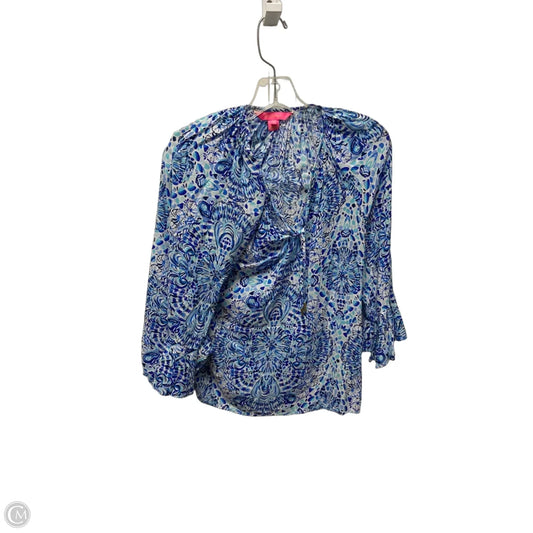 Top Long Sleeve Designer By Lilly Pulitzer In Blue & White, Size: Xs