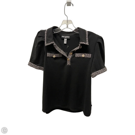 Top Short Sleeve Designer By Karl Lagerfeld In Black, Size: Sp