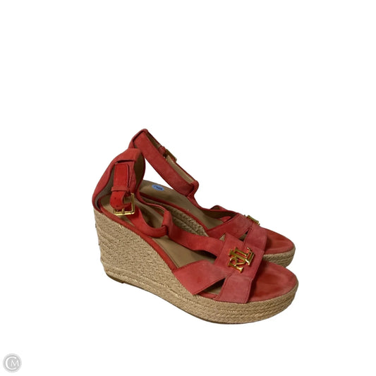 Sandals Heels Block By Lauren By Ralph Lauren In Coral, Size: 9