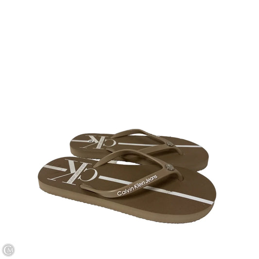 Sandals Flip Flops By Calvin Klein In Taupe, Size: 7.5