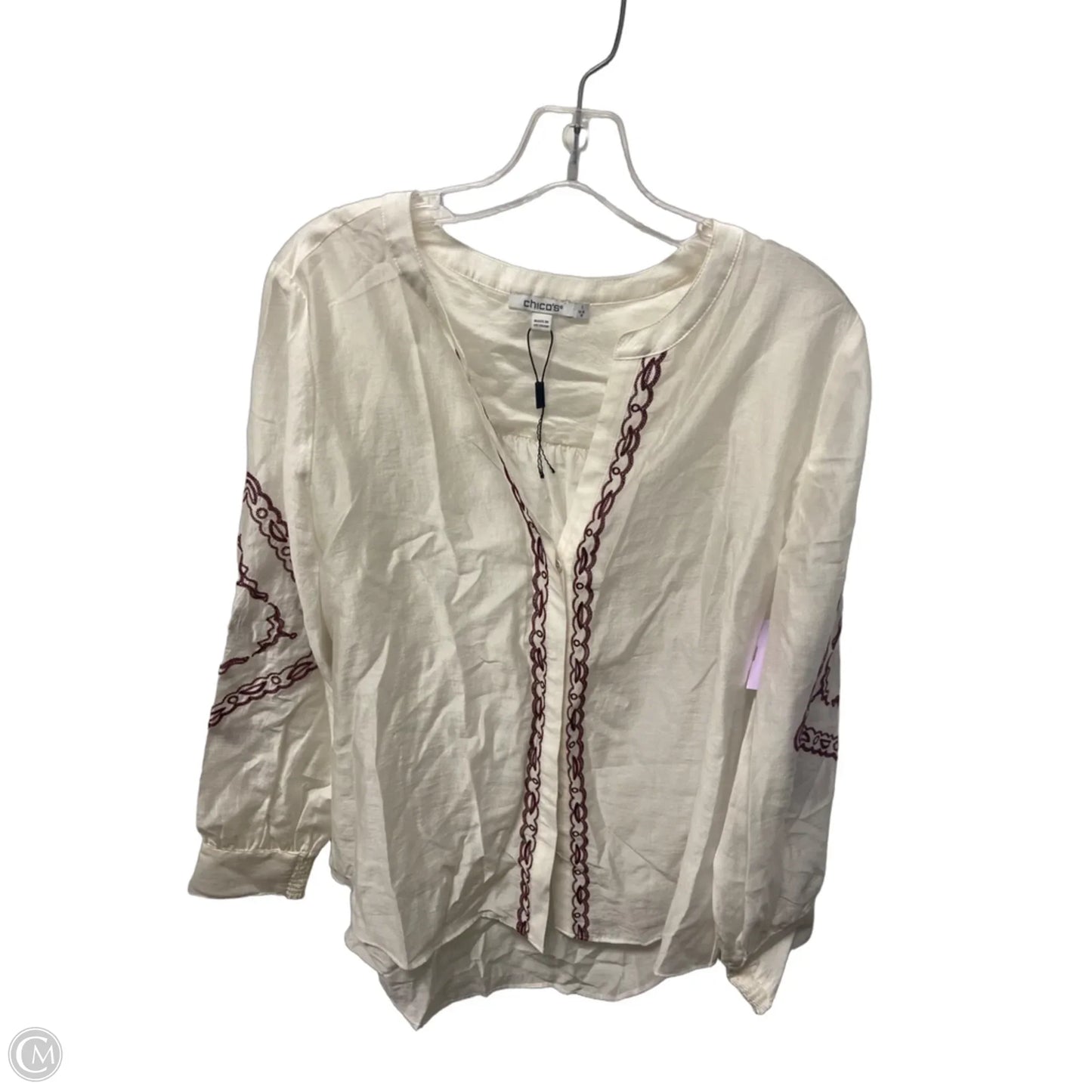 Top Long Sleeve By Chicos In Cream, Size: M