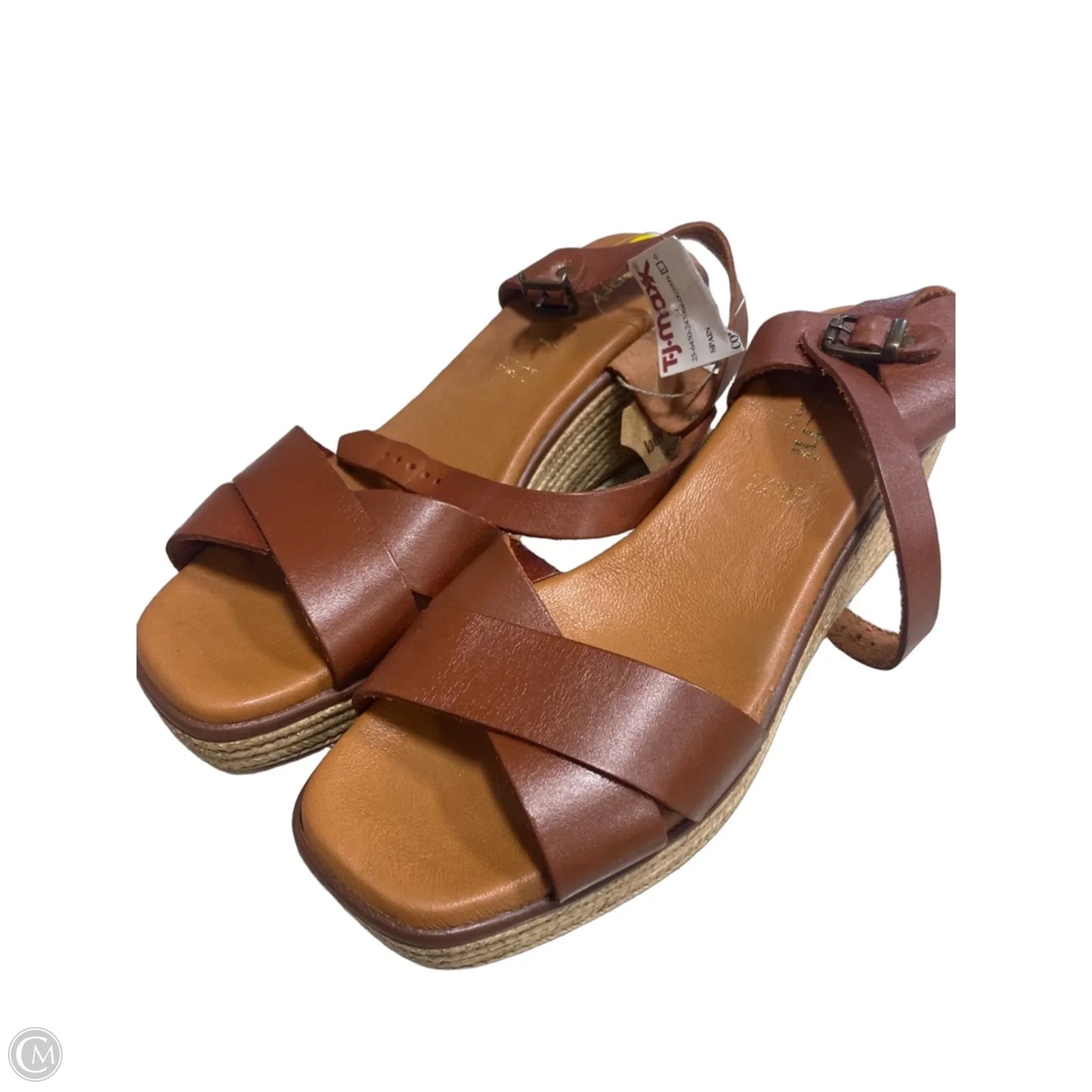 Sandals Heels Wedge By Clothes Mentor In Tan, Size: 9