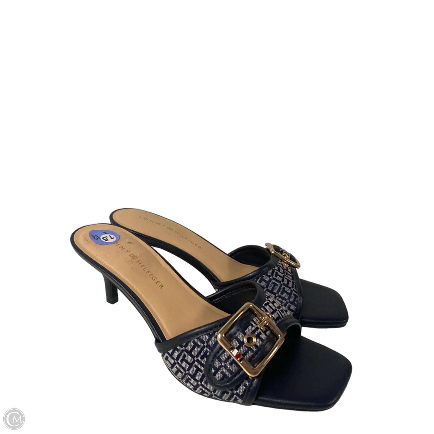 Sandals Heels Kitten By Tommy Hilfiger In Blue & White, Size: 7.5