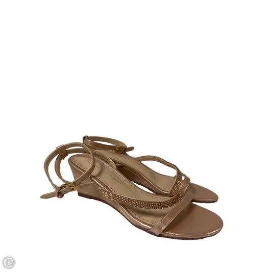 Sandals Heels Wedge By Adrienne Vittadini In Rose Gold, Size: 6.5