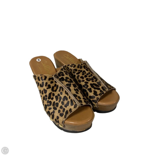 Sandals Heels Wedge By Clothes Mentor In Animal Print, Size: 8