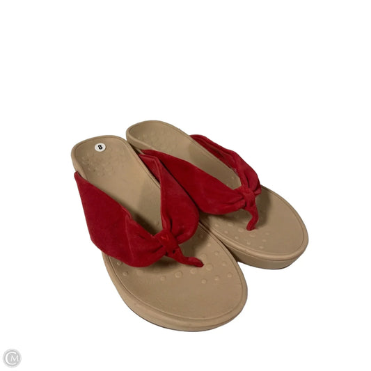 Sandals Heels Wedge By Vionic In Red, Size: 8