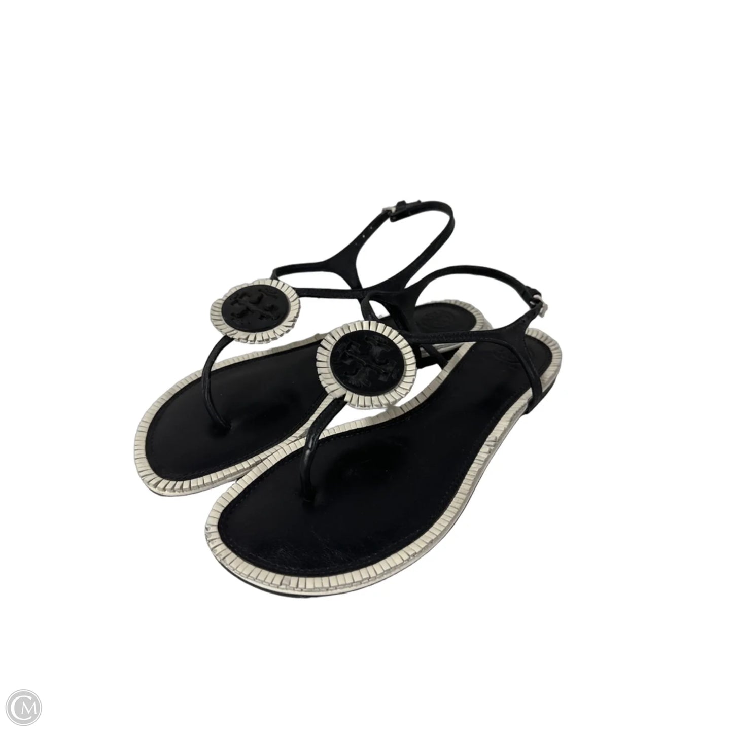 Sandals Designer By Tory Burch In Black & White, Size: 7