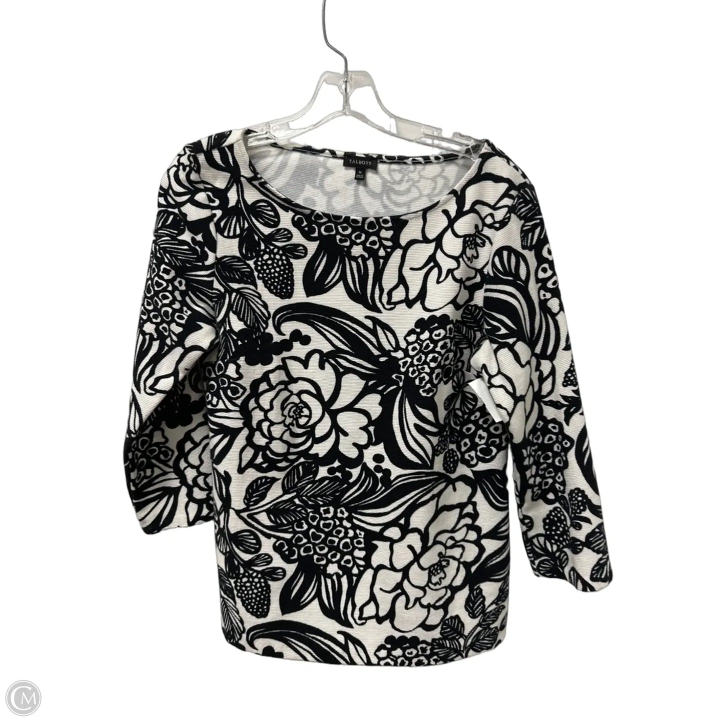 Top Long Sleeve By Talbots In Black & White, Size: M