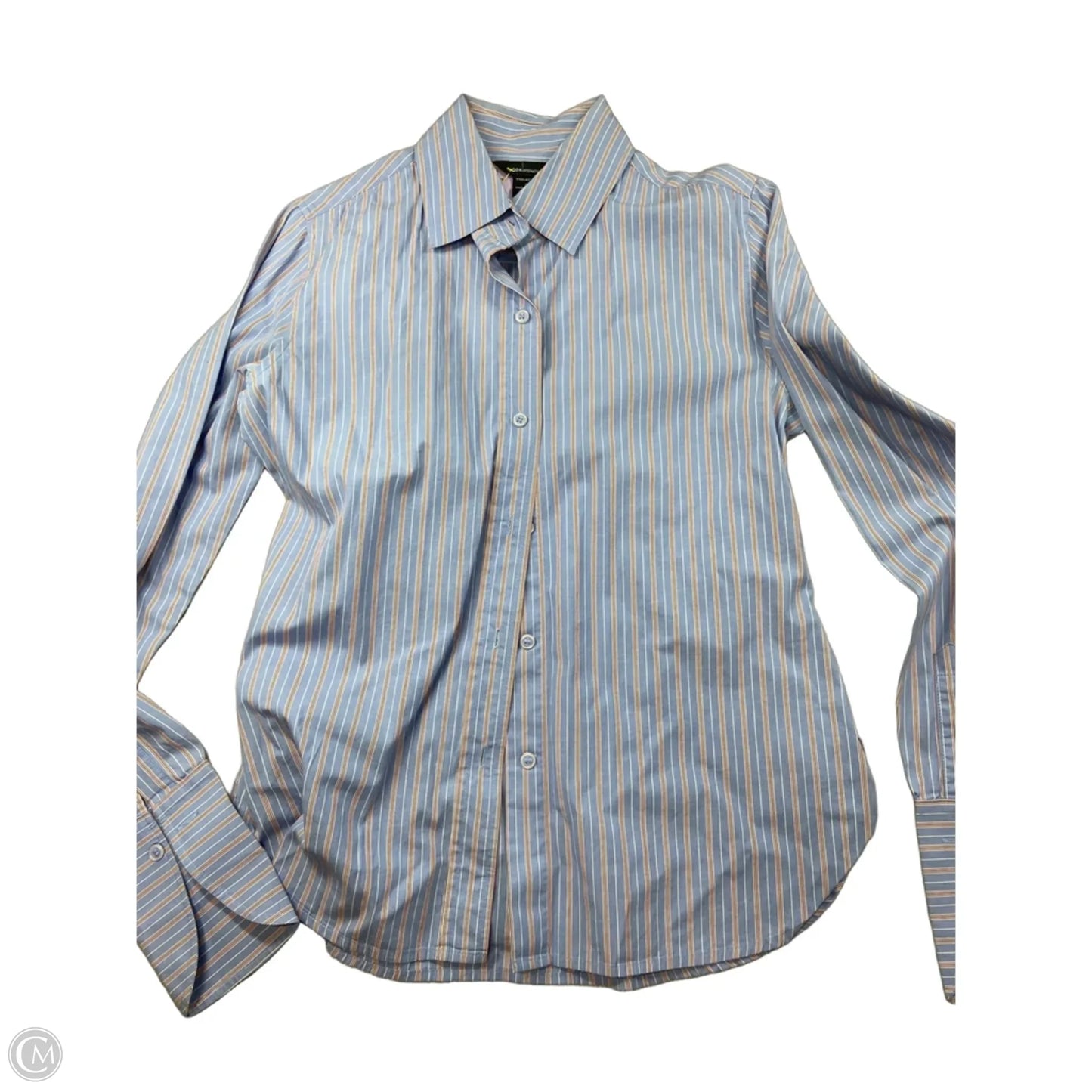 Top Long Sleeve By Moda Intl In Blue, Size: S