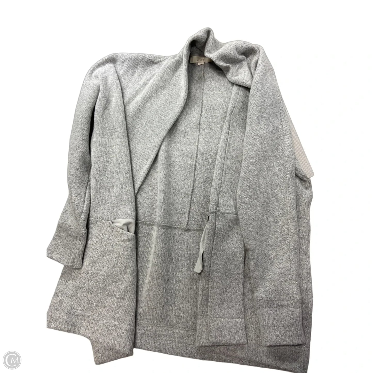 Sweater Cardigan By Loft In Grey, Size: M