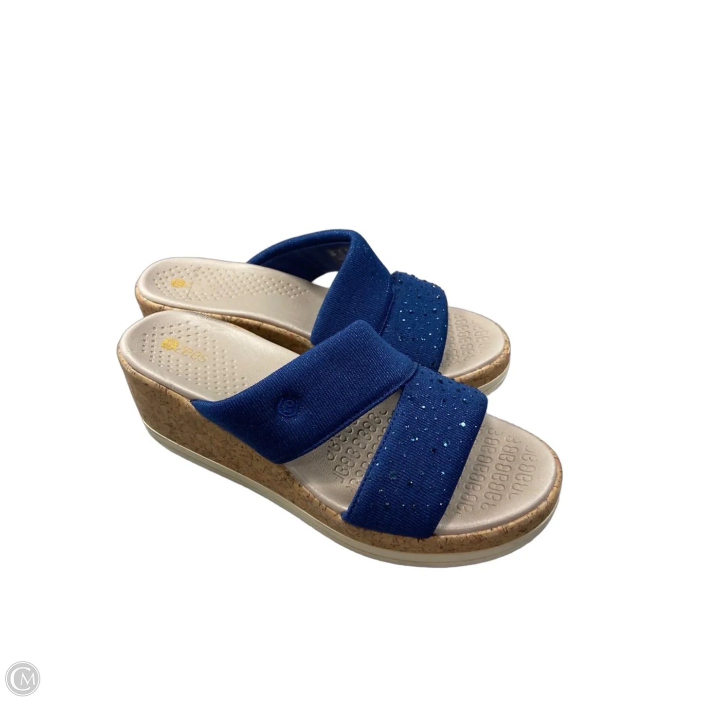 Sandals Heels Wedge By Bzees In Blue, Size: 8