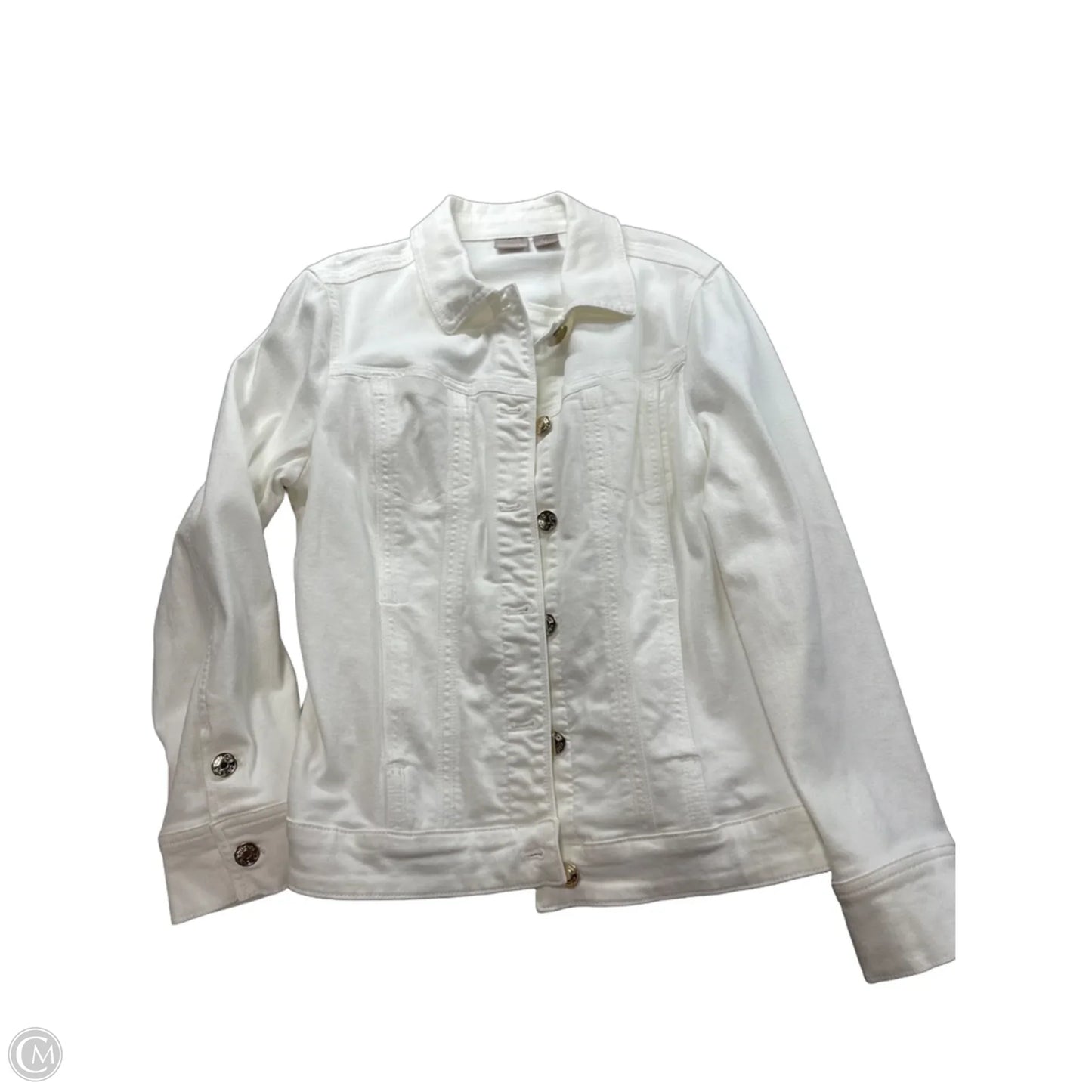 Jacket Denim By Chicos In White, Size: M