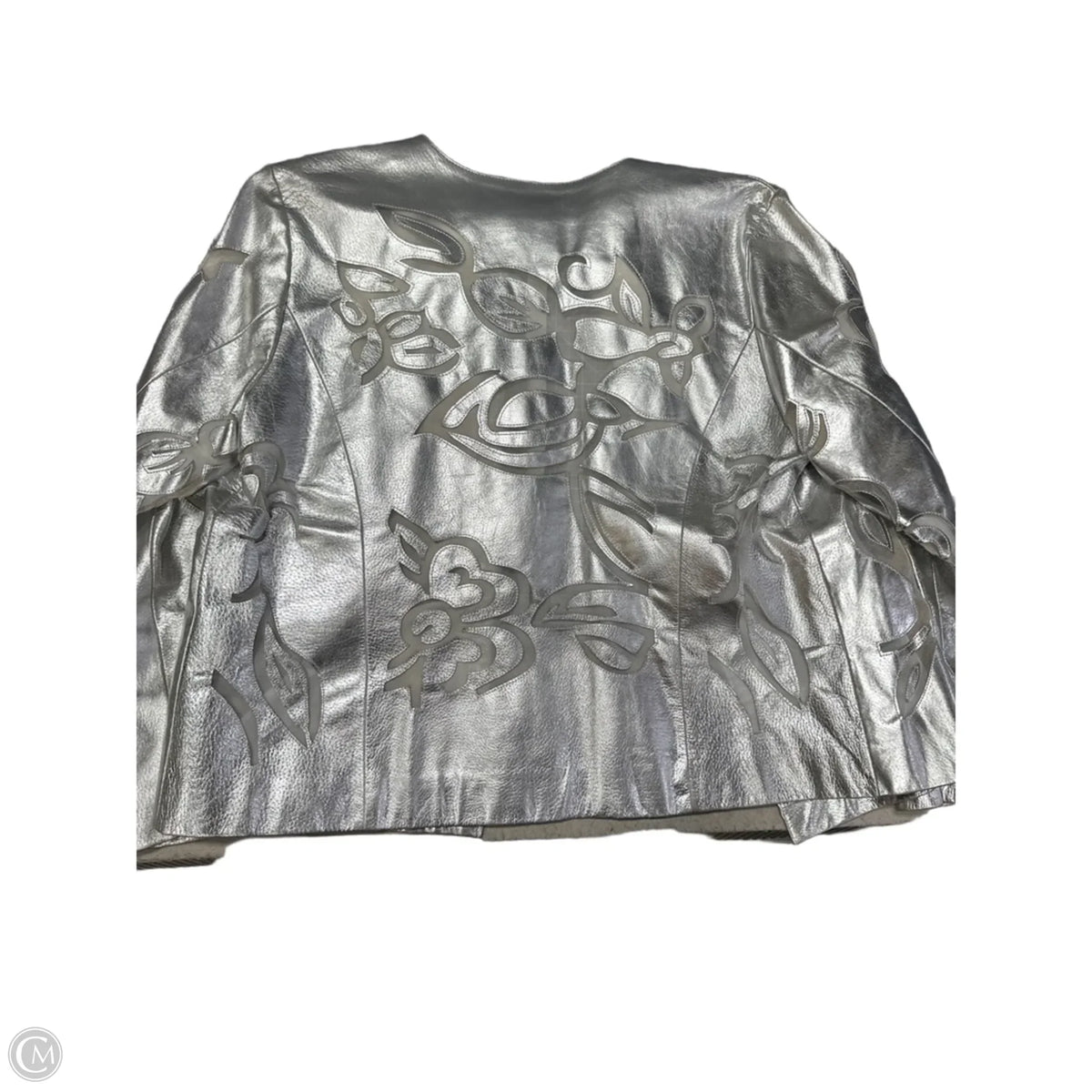 Jacket Leather By Chicos In Silver, Size: Xl