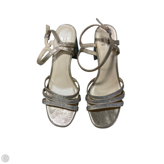 Sandals Heels Block By Mix No 6 In Gold, Size: 9