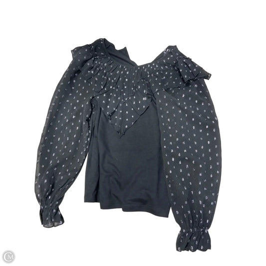 Top Long Sleeve By Loft In Black & Silver, Size: S