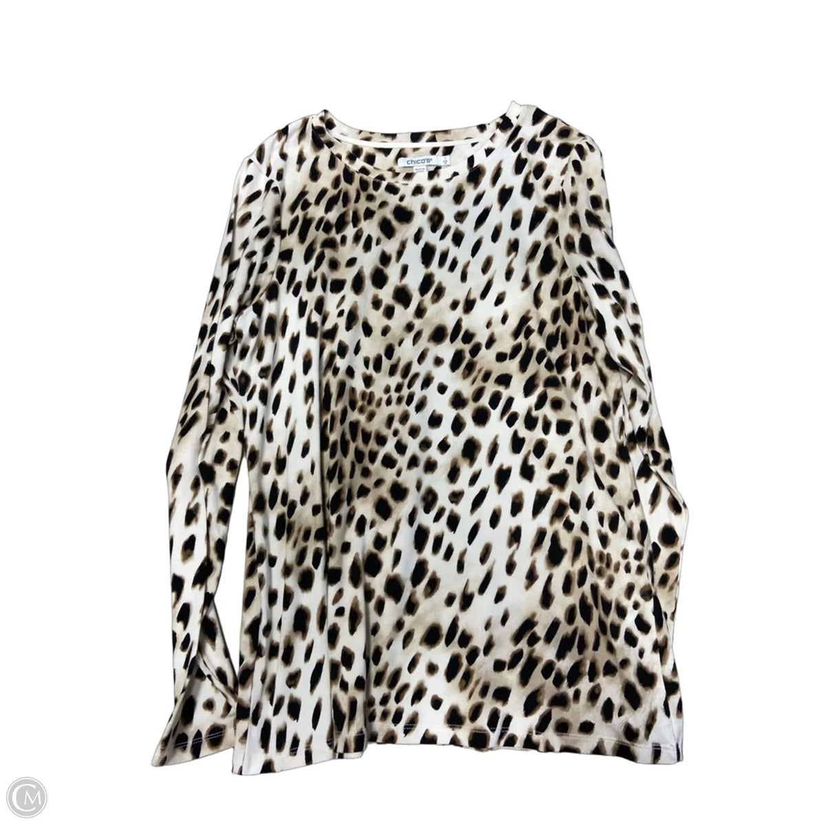 Top Long Sleeve Basic By Chicos In Animal Print, Size: M
