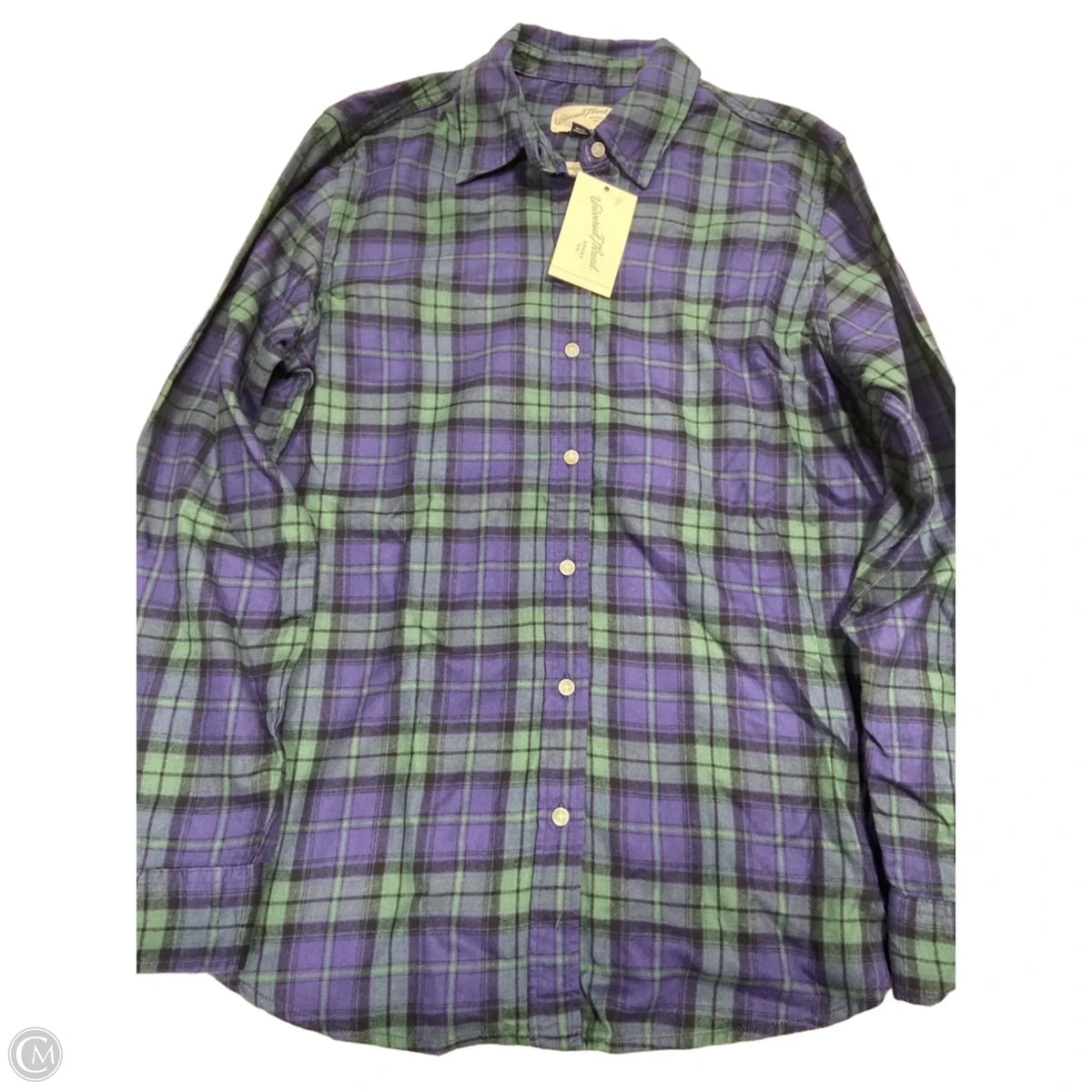 Top Long Sleeve By Universal Thread In Plaid Pattern, Size: Xs
