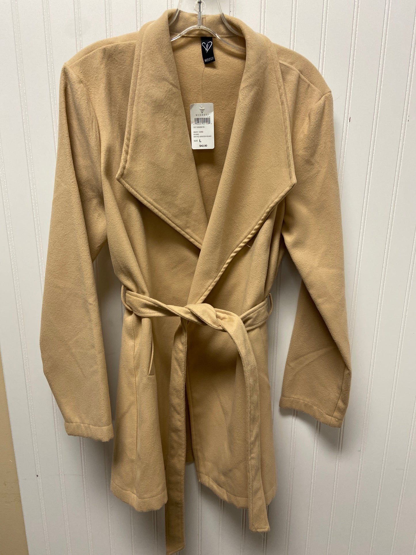 Coat Trench Coat By Windsor In Beige, Size: L