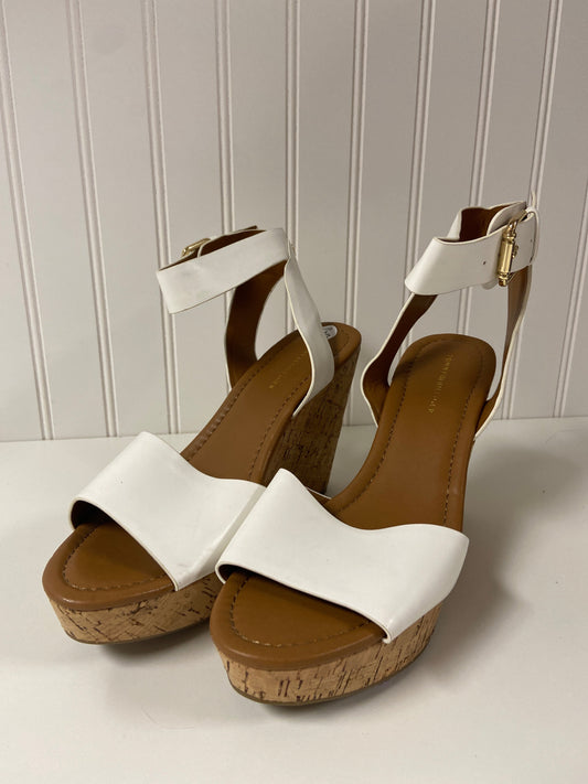 White Sandals Heels Wedge Tommy Hilfiger, Size 8.5