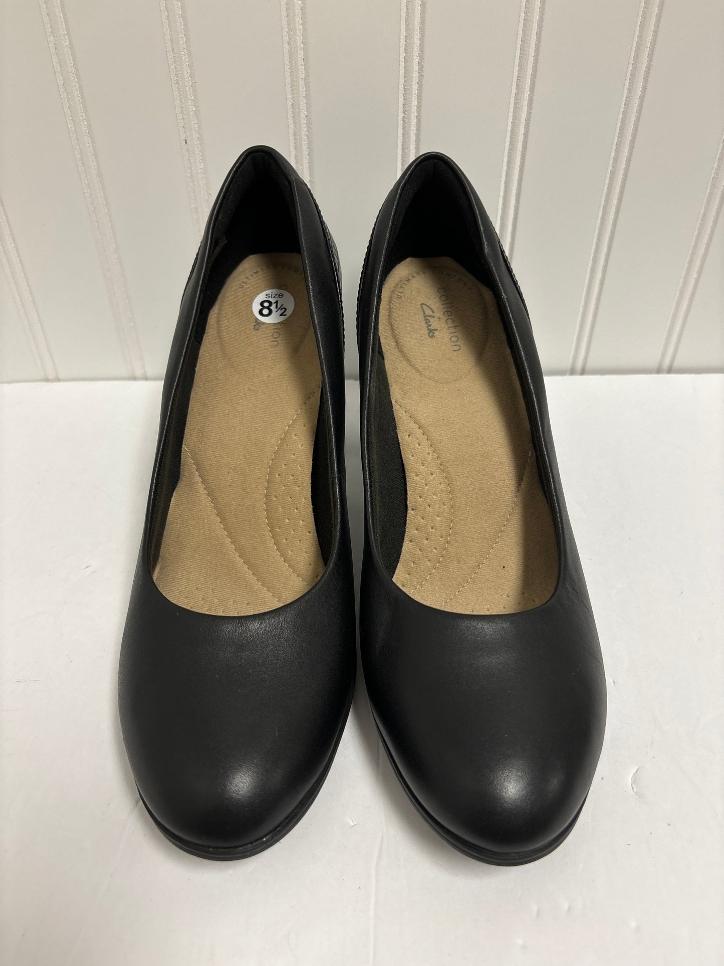 Black Shoes Heels Block Clarks, Size 8.5