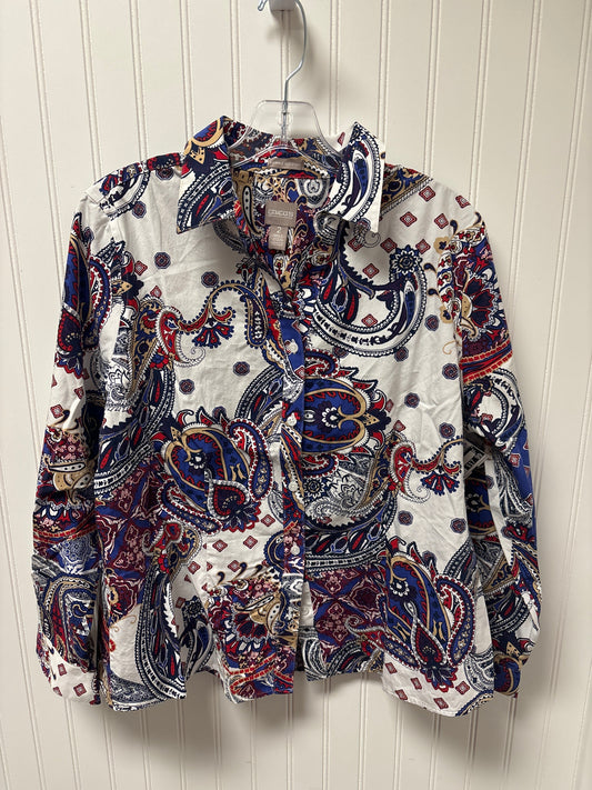 Paisley Print Blouse Long Sleeve Chicos, Size L