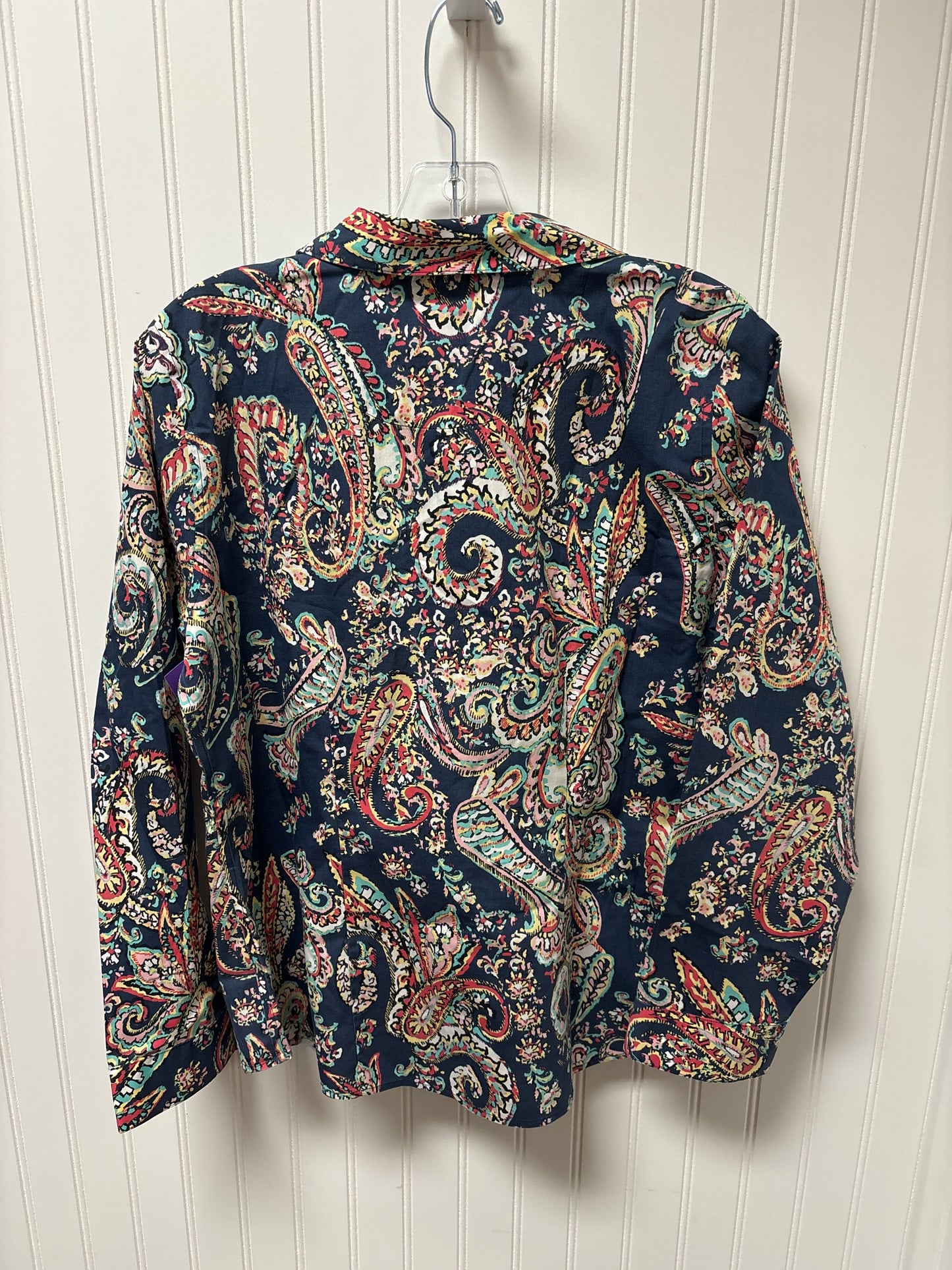 Navy Blouse Long Sleeve Chicos, Size M