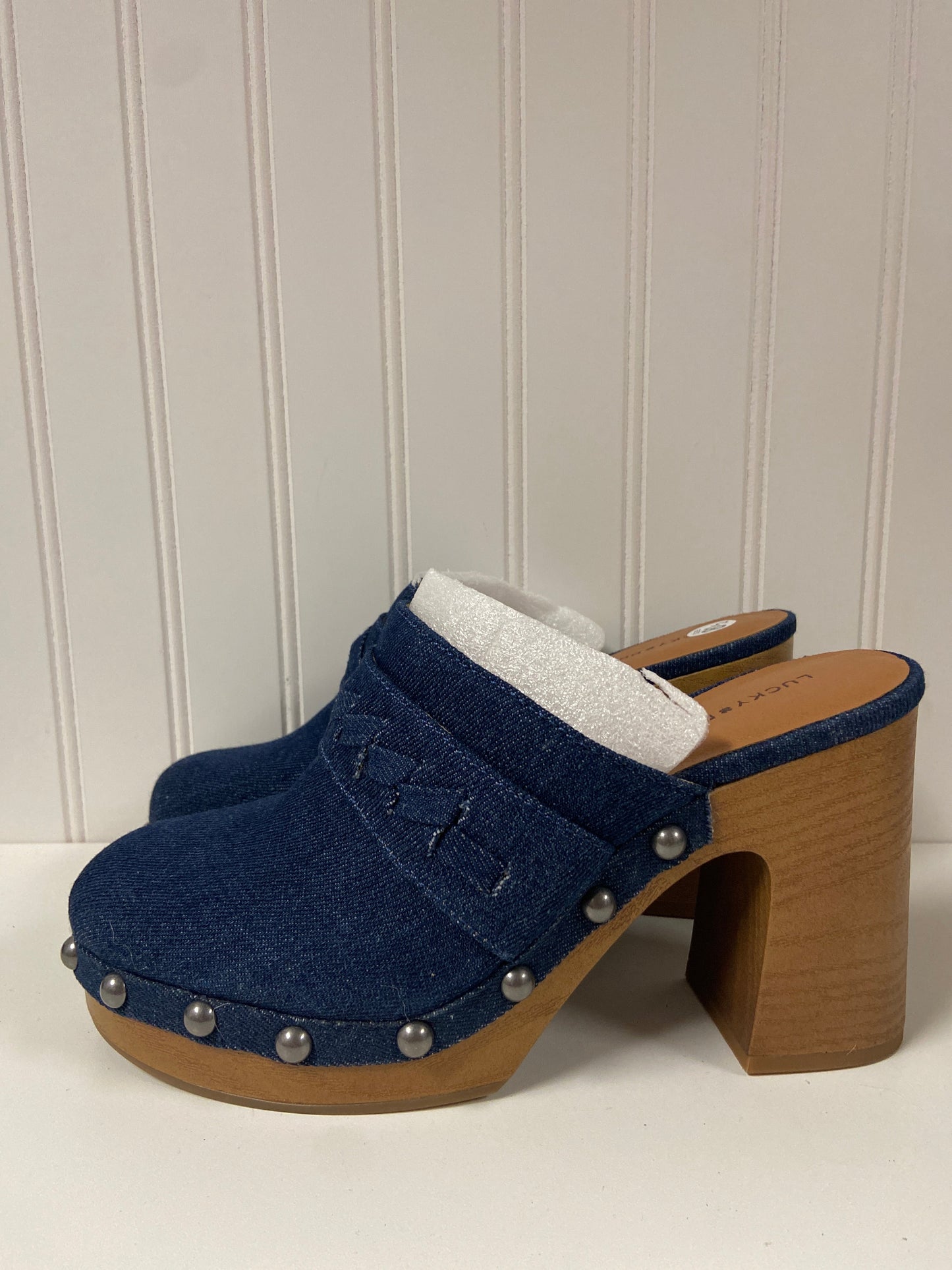 Blue Denim Shoes Heels Block Lucky Brand, Size 8.5