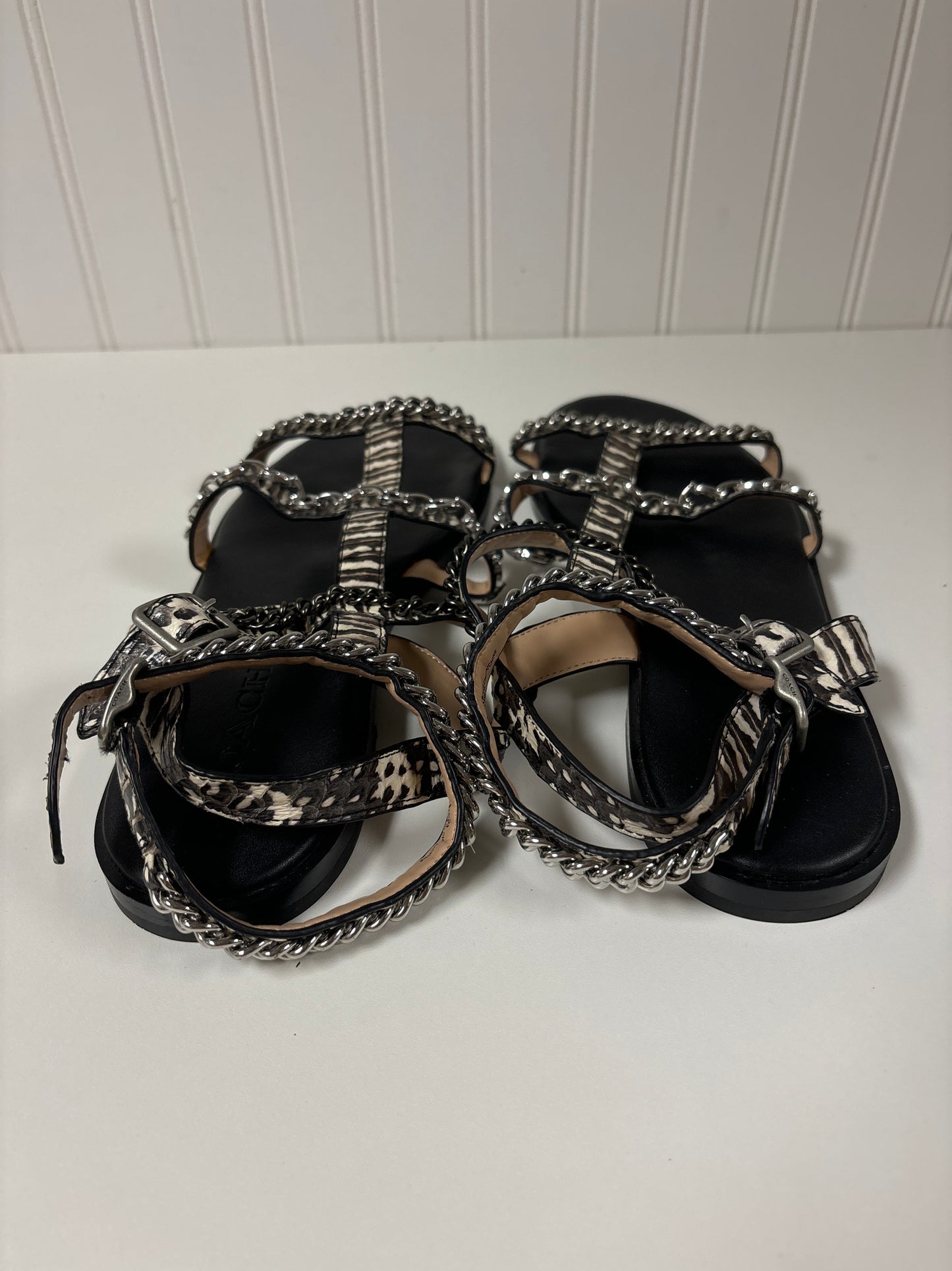 Black & White Sandals Designer Coach, Size 9.5