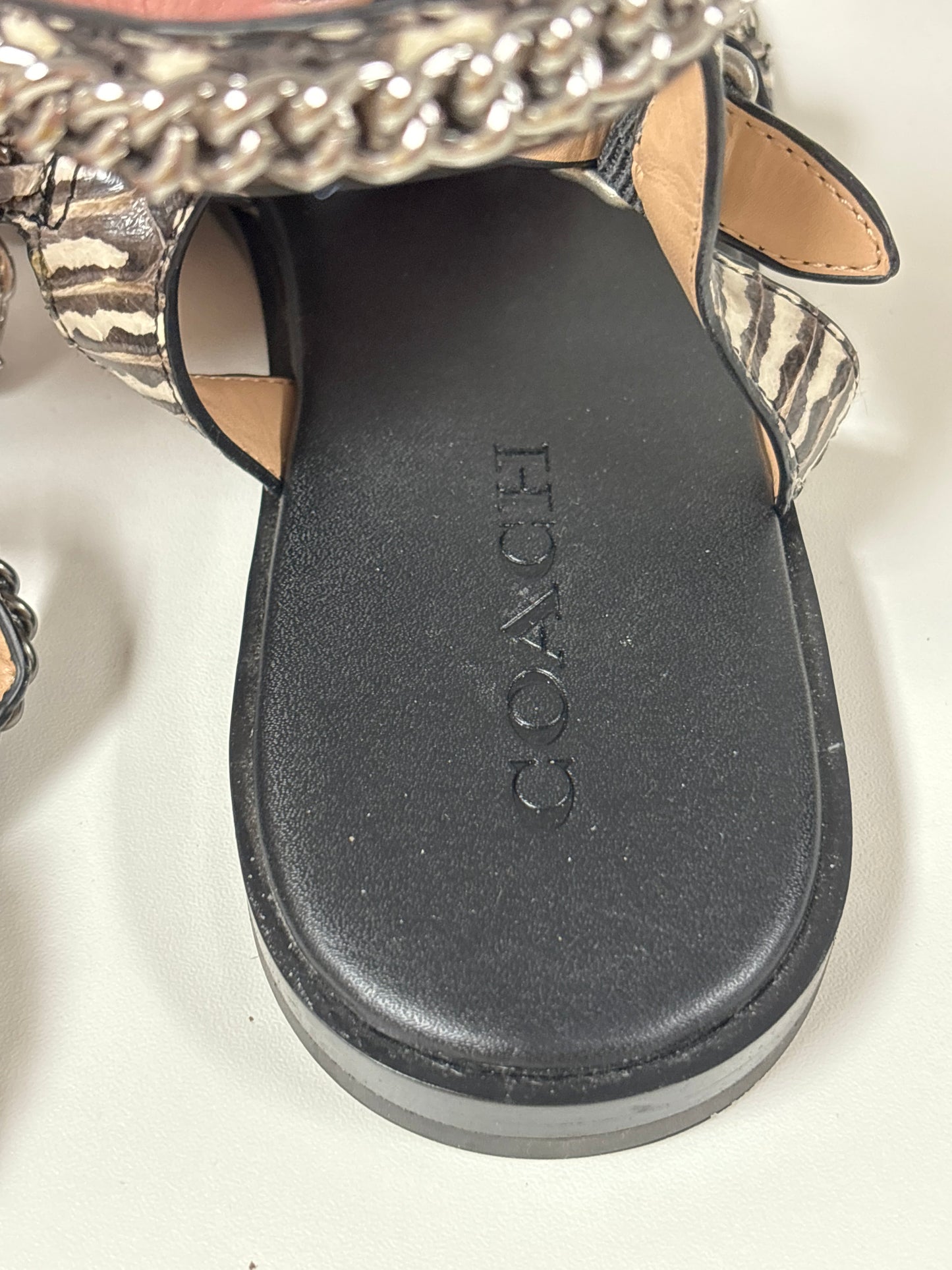 Black & White Sandals Designer Coach, Size 9.5