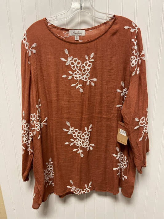 Tan Top Long Sleeve Clothes Mentor, Size 3x