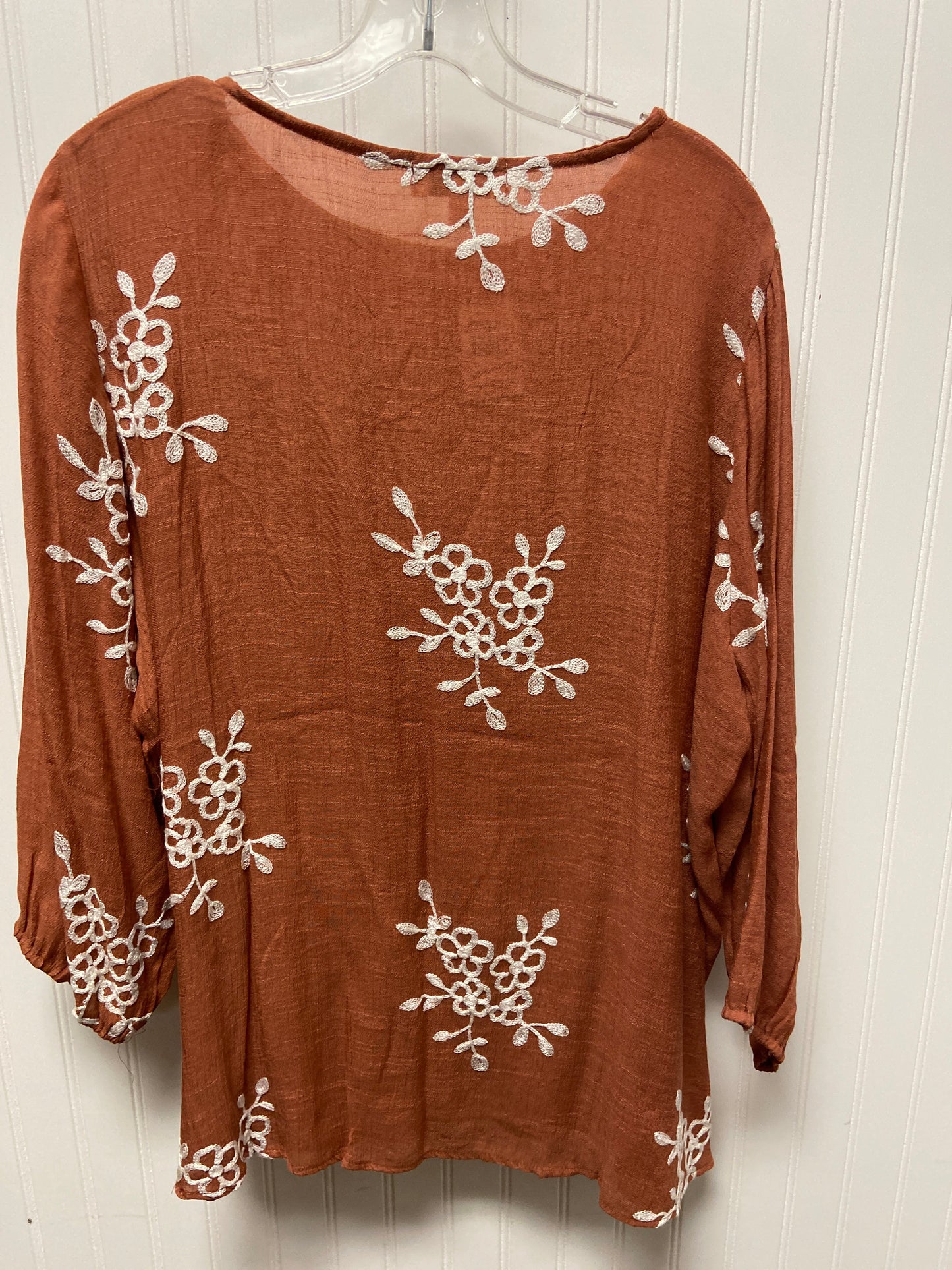 Tan Top Long Sleeve Clothes Mentor, Size 3x